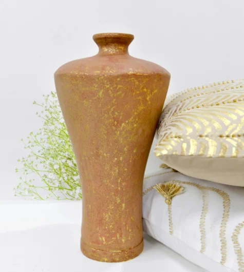 Elegant Gold Finished Art Pottery Vase