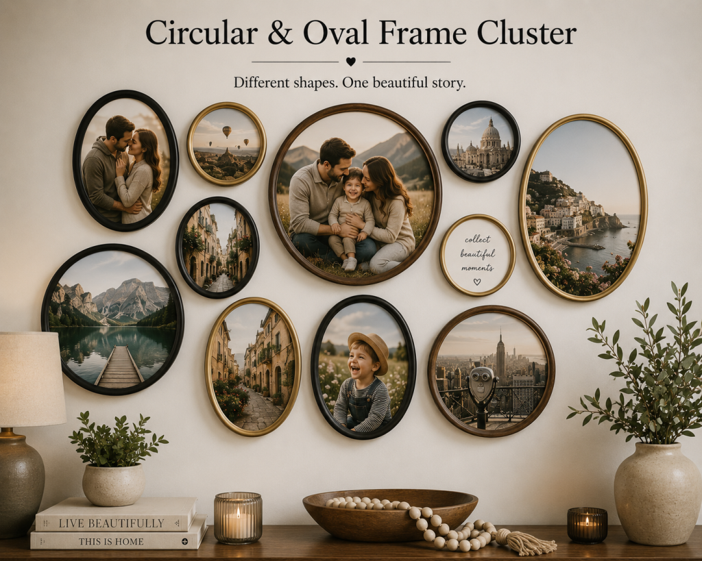 Circular & Oval Frame Cluster_Framed Collage Photo Ideas
